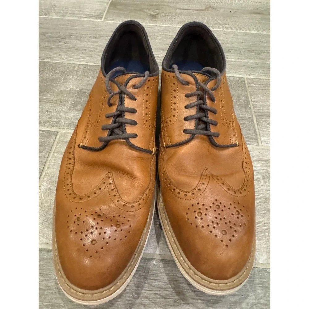 Cole Haan GrandSeries Men's‎ Leather Wingtip Oxford Shoes Tan Brown Lace-Up Size